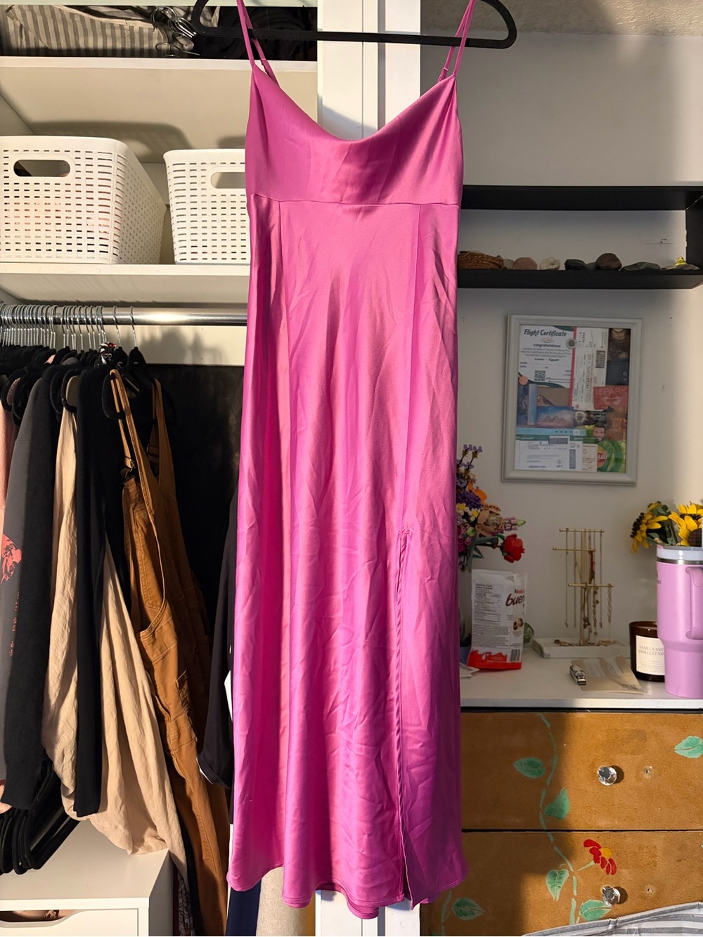 Dynamite Hot Pink Slip Maxi Dress